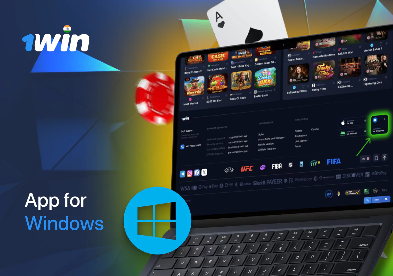 Downloading the 1Win app on Windows