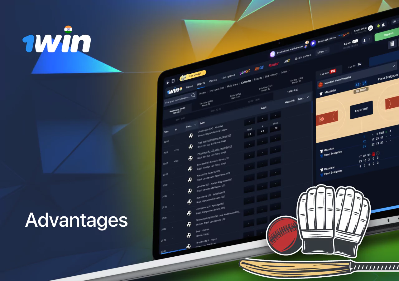 Benefits of cricket betting at 1Win